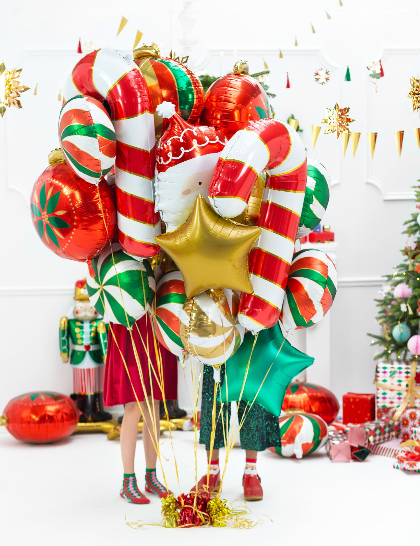 Óriás alumínium cukorpálcás lufi 50 x 82 cm karácsonyi díszek