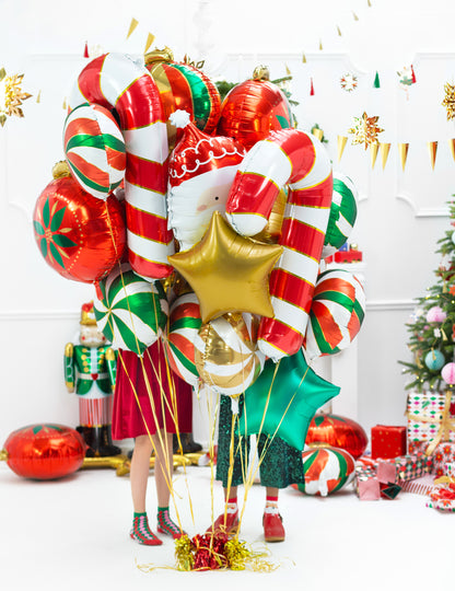 Óriás alumínium cukorpálcás lufi 50 x 82 cm karácsonyi díszek