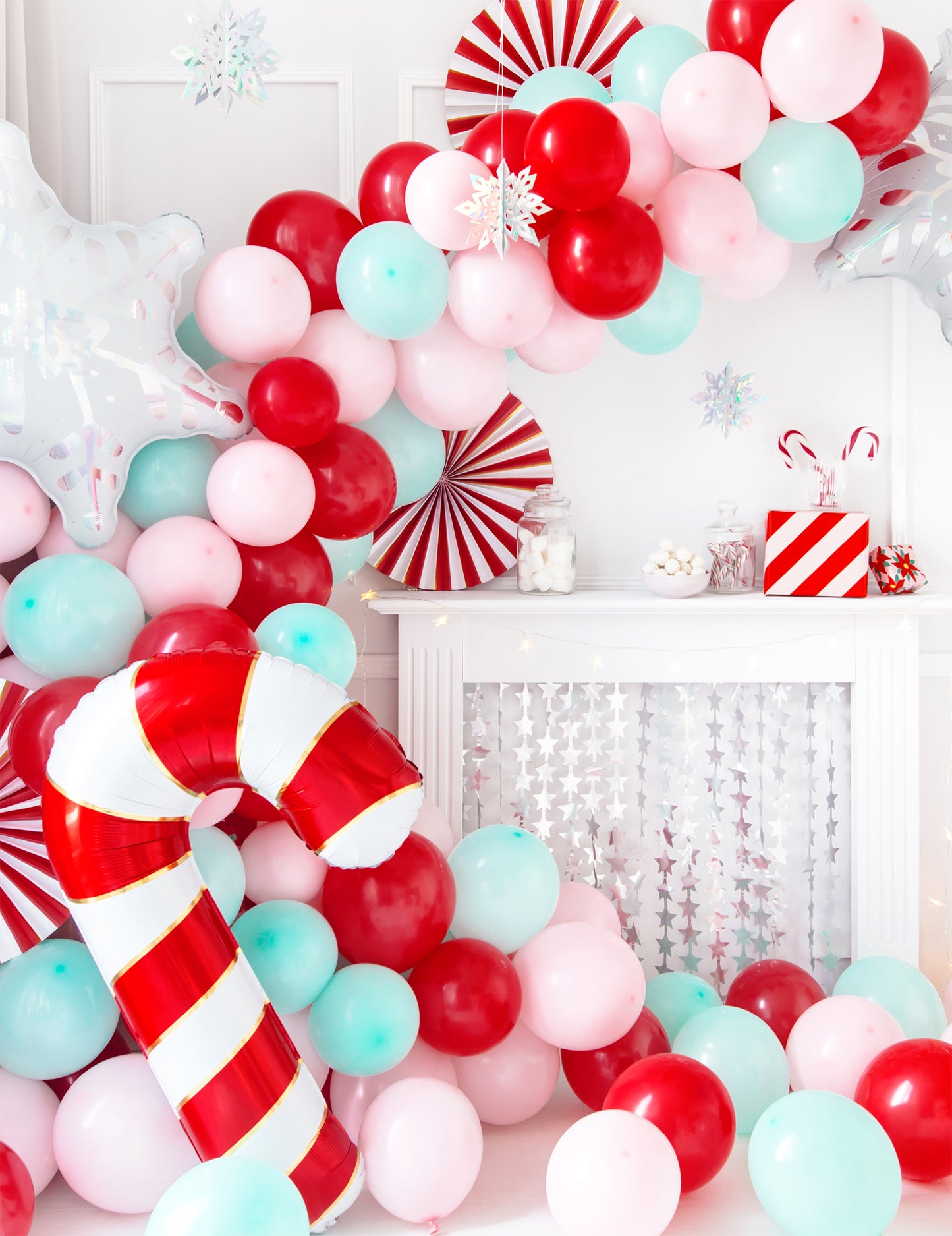 Óriás alumínium cukorpálcás lufi 50 x 82 cm karácsonyi díszek