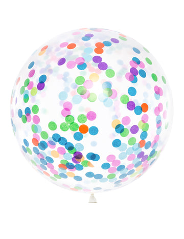 Átlátszó óriás ballon többszínű konfetti 1m