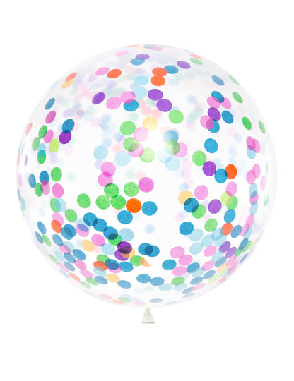 Átlátszó óriás ballon többszínű konfetti 1m