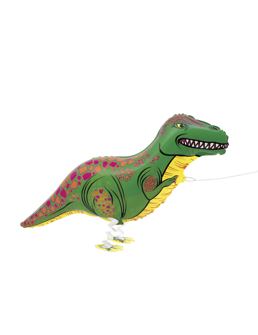 Ballon métallique T-Rex marchant vert et jaune