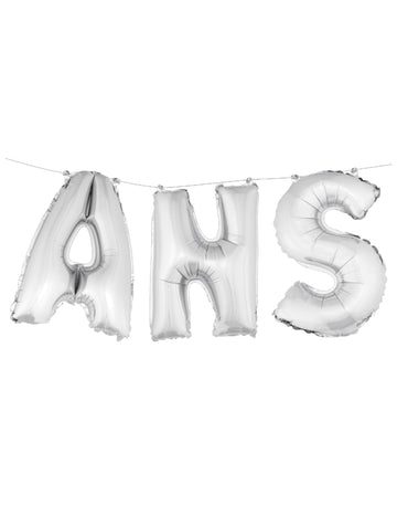 Ezüst fólia lufik "évek" betűkkel (36) cm dekorációhoz