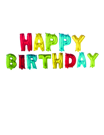 Többszínű születésnapi alumínium betűlufik 33 cm