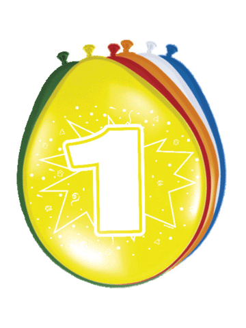 8 színes lufi 30 cm 1-es szám 