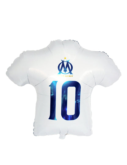 Vue de dos avec le numéro 10 du ballon aluminium OM en forme de maillot