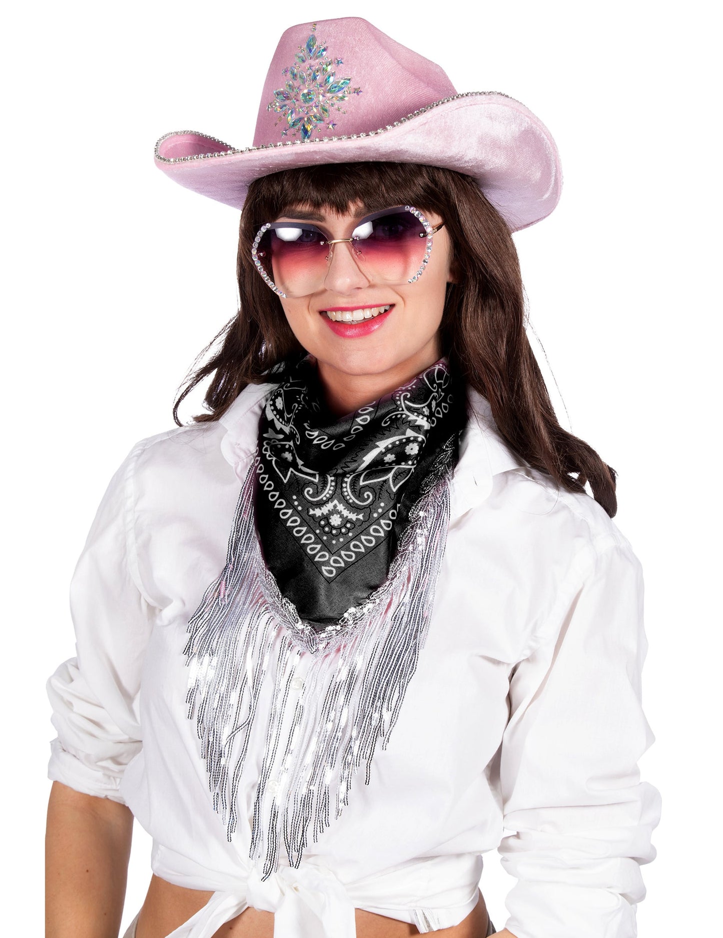 Bandana noir à franges sequins adulte