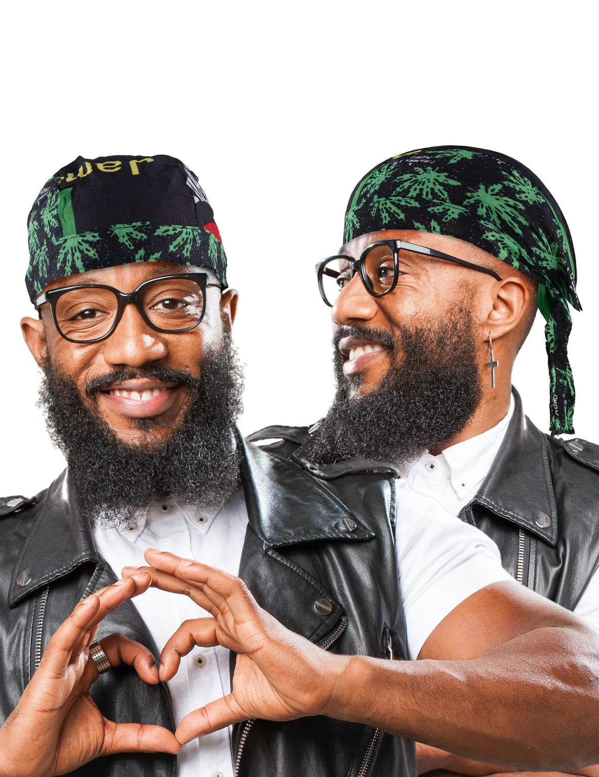 Elölnézet és oldalnézet a jamaica rasta bandánáról