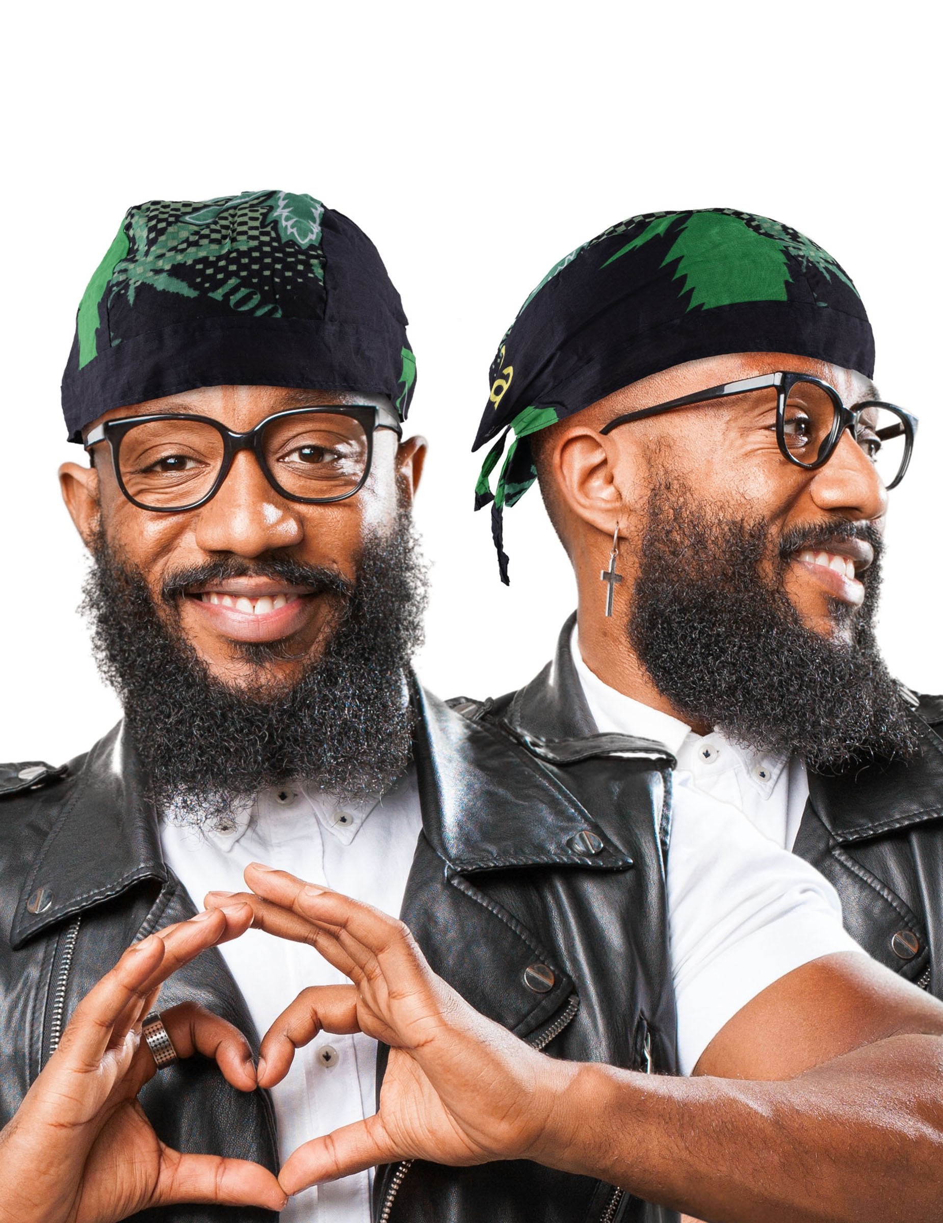 A rasta jamaikai bandana elölnézeti és profil nézetei