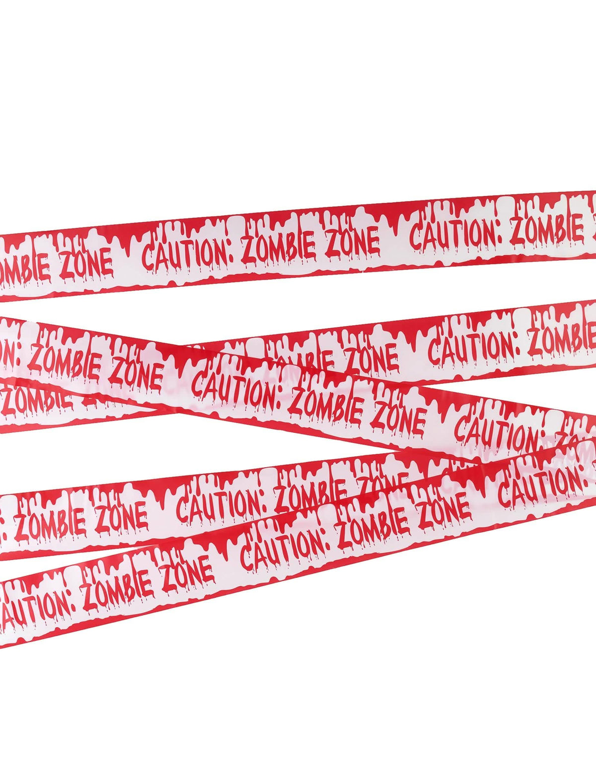 Zombis Halloween-es zóna dekorációhoz piros-fehér, véres szalag