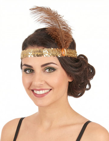 Charleston Banner flitterekkel és aranyozott női tollmal