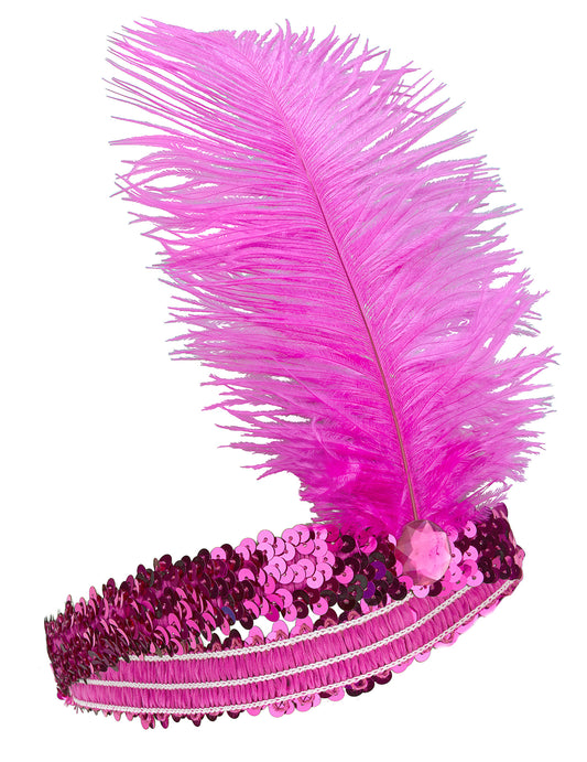 Charleston zászló flitterekkel és fuschia rózsaszínű tollokkal