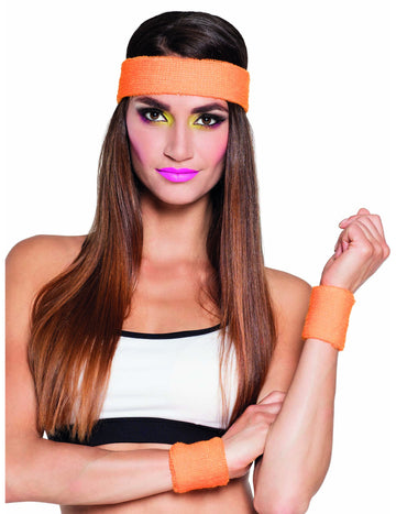 A 80 -as évek felnőtt narancssárga fejpántja és mandzsetta