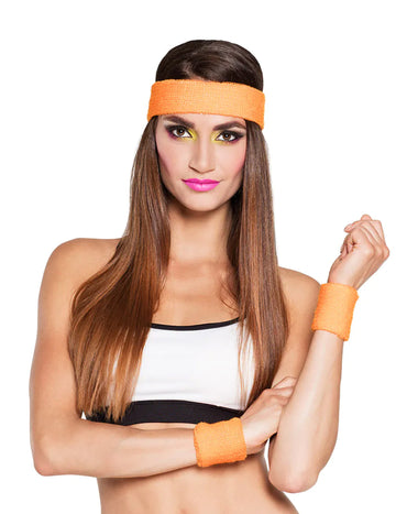 A 80 -as évek felnőtt narancssárga fejpántja és mandzsetta