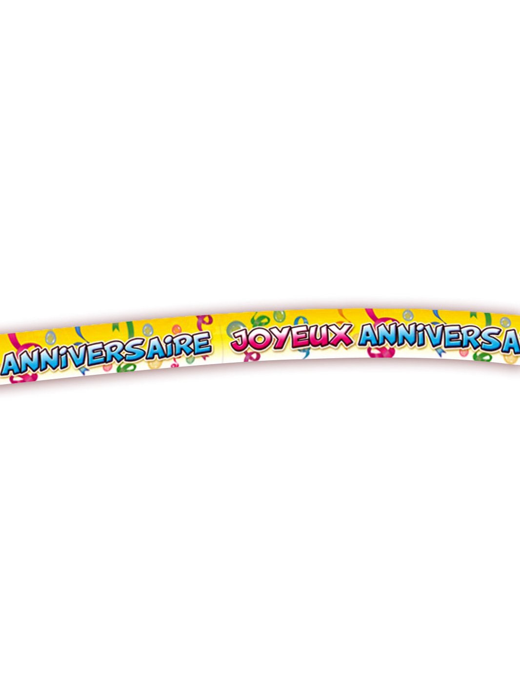 Sárga színű szülinapi banner, lufikkal és színes konfettivel