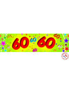 Banderole papier 60 ans pour anniversaire vert fluo avec étoiles multicolores