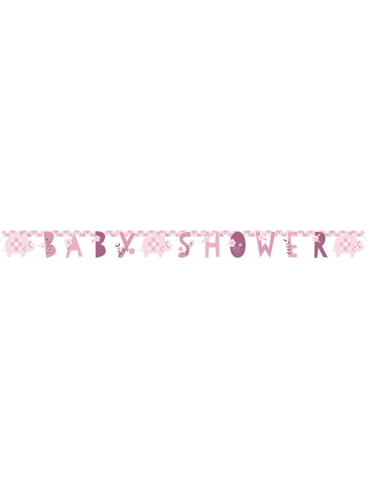rózsaszín, mozgatható elefántos banner baby showerre