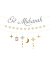 3 guirlandes en carton Eid Mubarak pour fête or et argent
