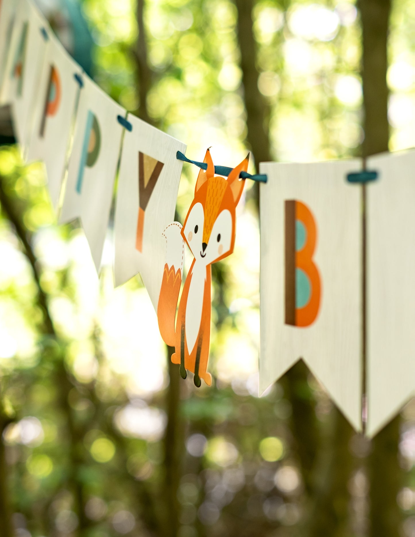 Boldog születésnapot karton banner erdei állatokkal, 2,4 m