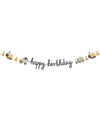 Bannière Happy Birthday camions de chantier pour anniversaire multicolore avec engins de construction