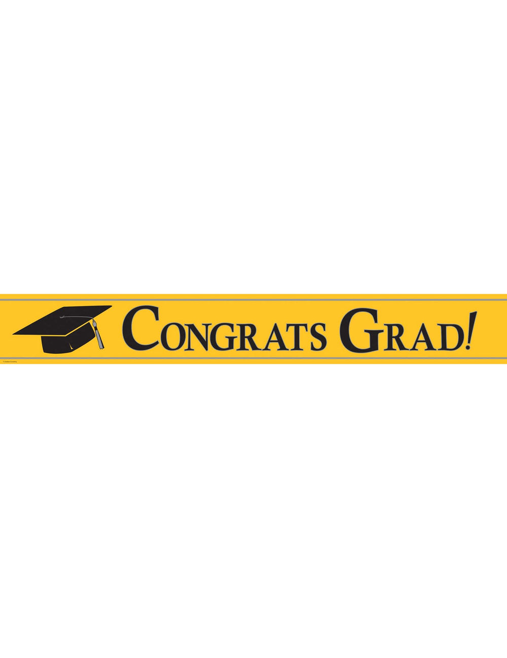 Fém Congrats Grad banner diplomaosztó ünnepséghez sárga, fekete diplomás sapkával