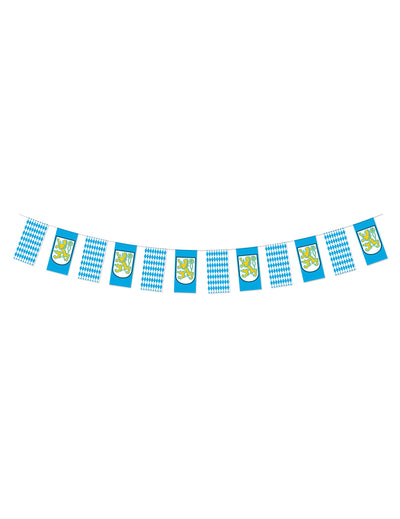Bannière fête de la bière bleue et blanche à losanges avec écussons de lion jaunes