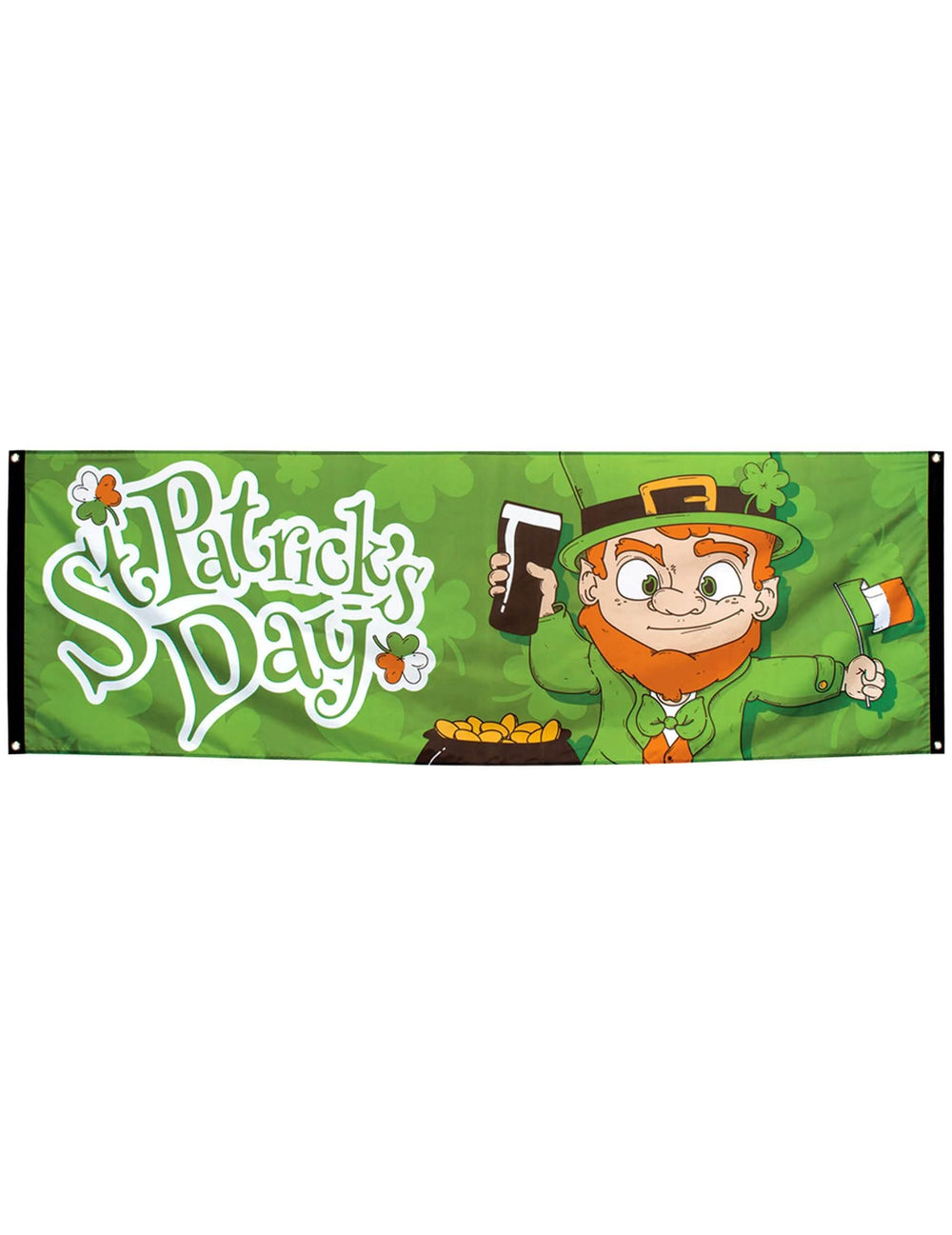 Zászló szent patrik napja zöld bulihoz ír manóval és söröskorsóval
