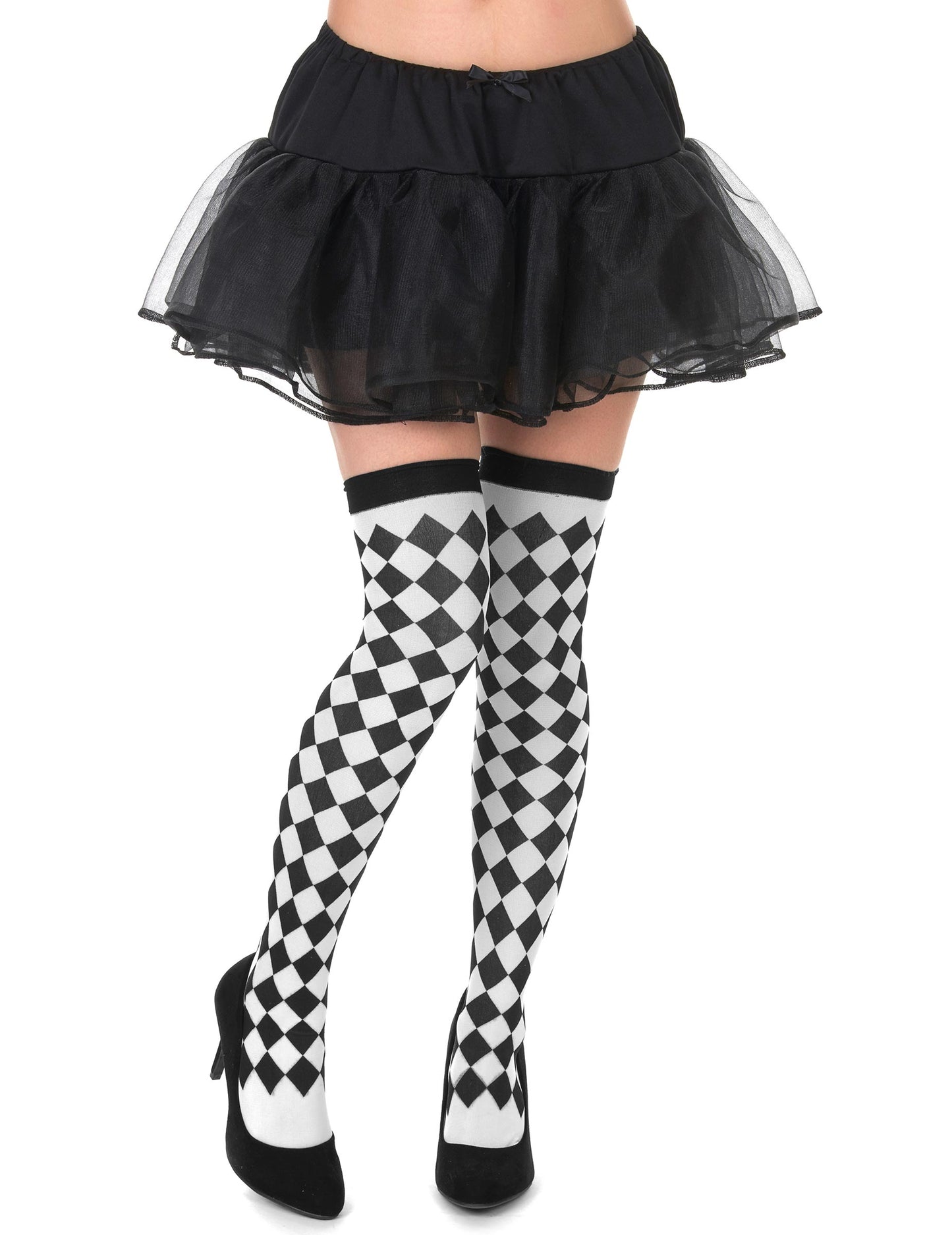 Bas damier pour femme noir et blanc