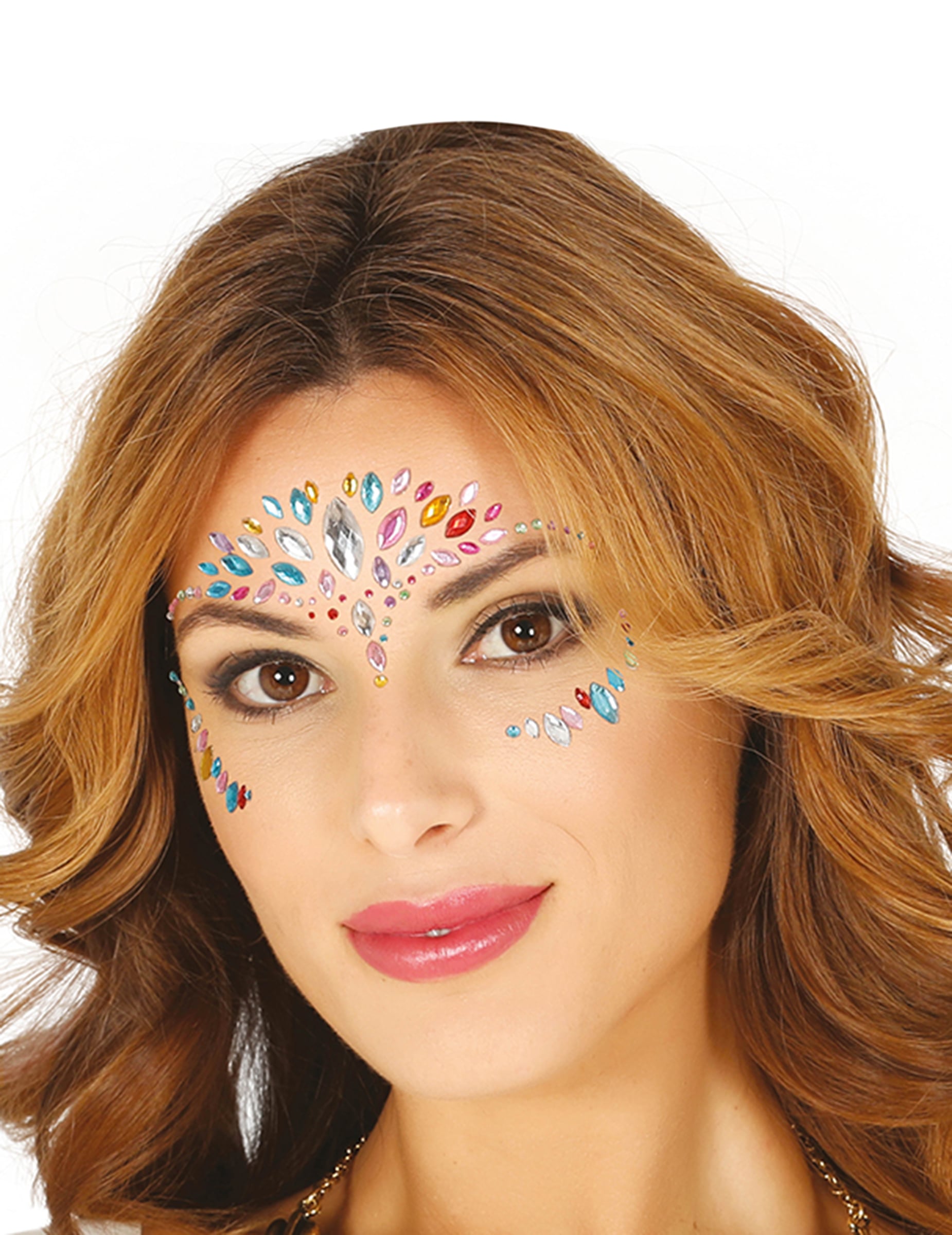 Bijoux pour visage adhésifs multicolores pour femme strass brillants