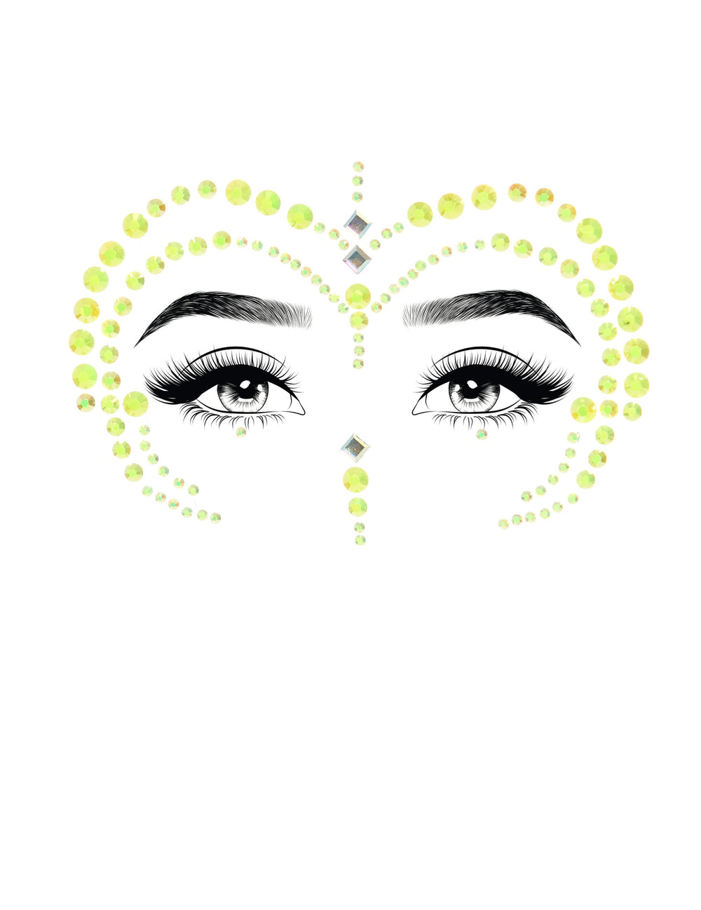 Détail du motif des bijoux pour visage adhésifs pour femme verts