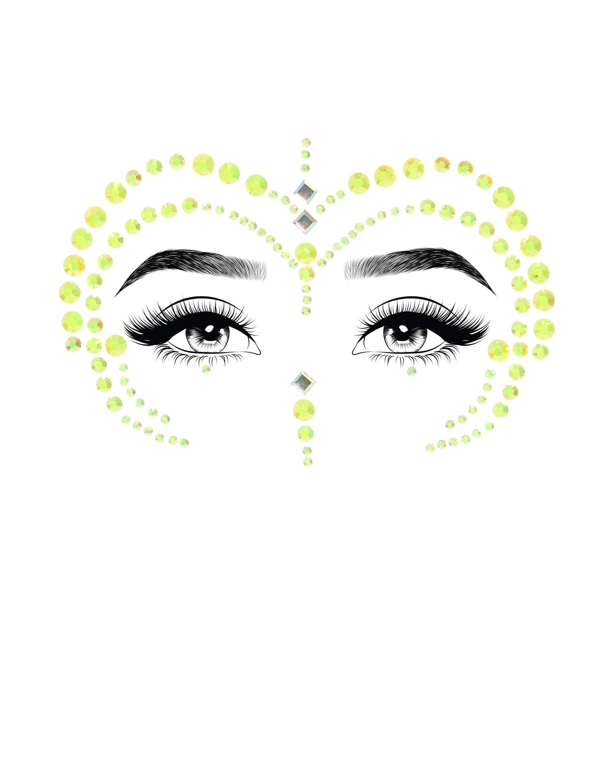 Détail du motif des bijoux pour visage adhésifs pour femme verts