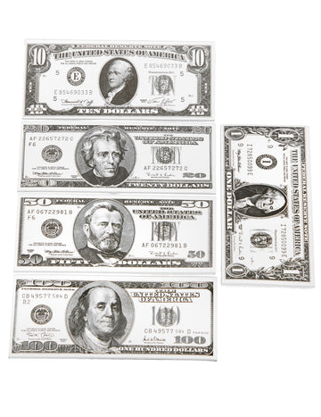 Billets dollars pour déguisement de différentes valeurs