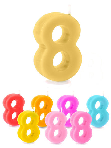 Szülinapi gyertya 8-as szám tortadísz, többszínű, 6 cm 