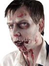 Application en latex blessure de zombie ensanglantée pour adulte chair et rouge