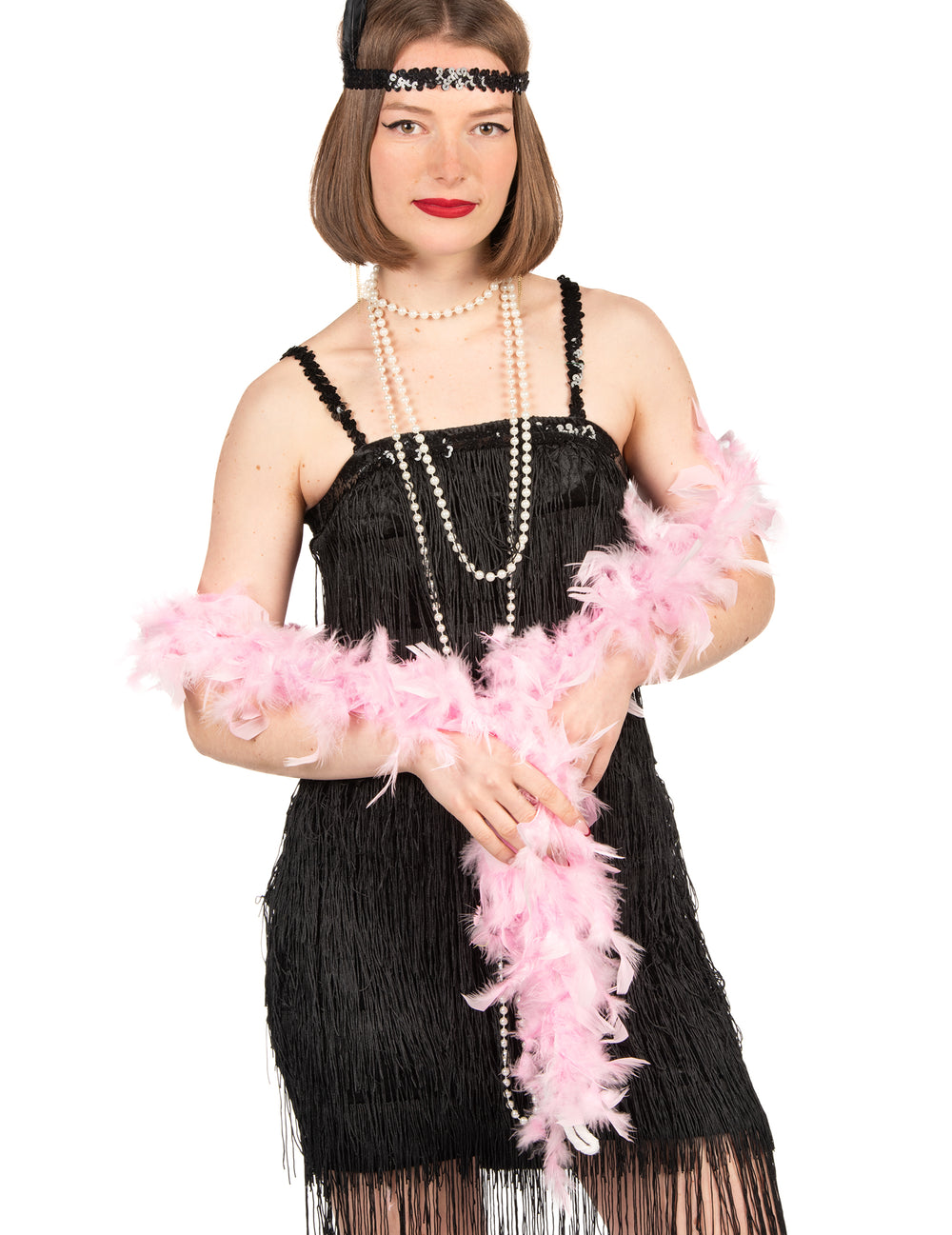 Boa en plumes pour femme rose 40g