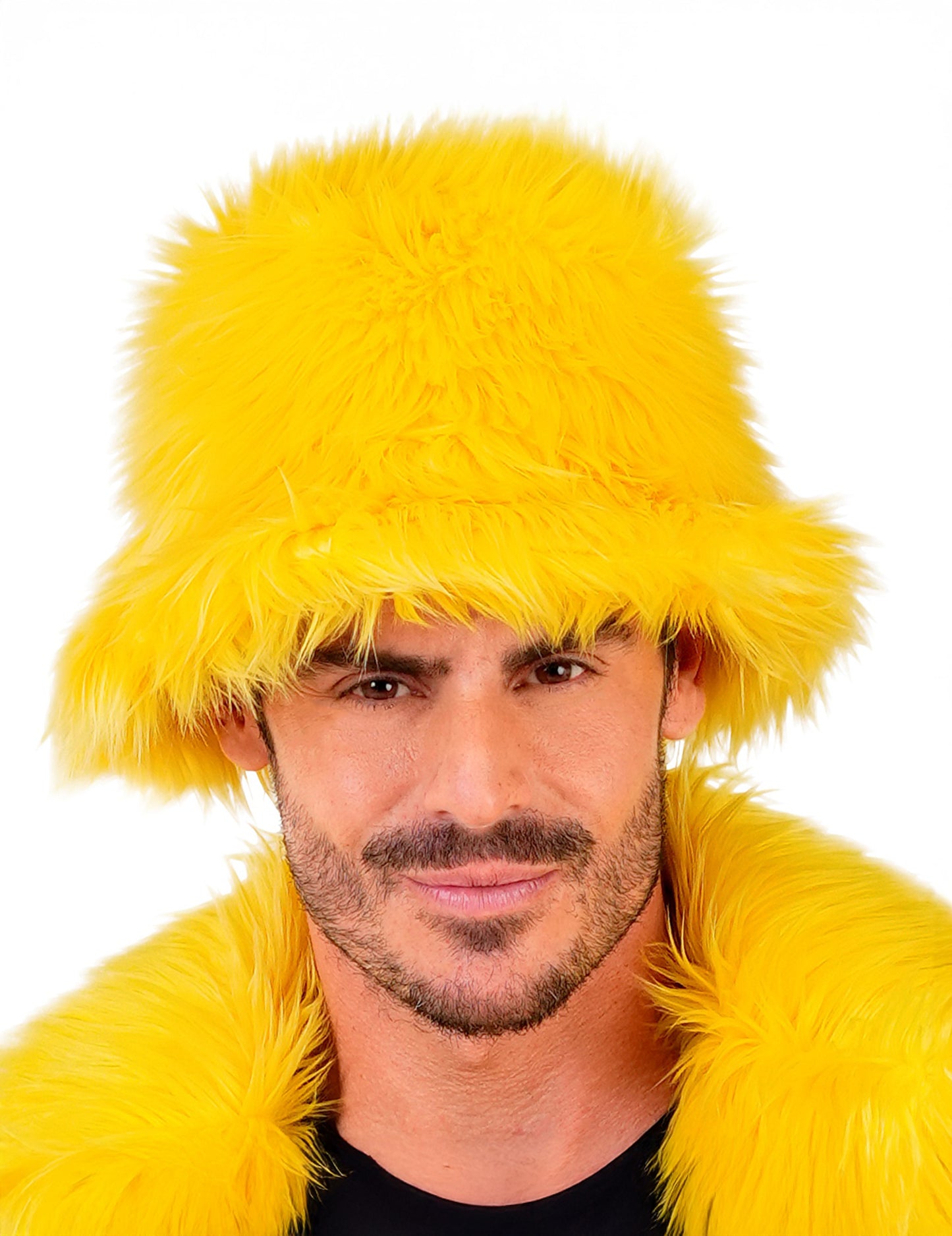 Sárga szőrös felnőtt jelmezkalap 