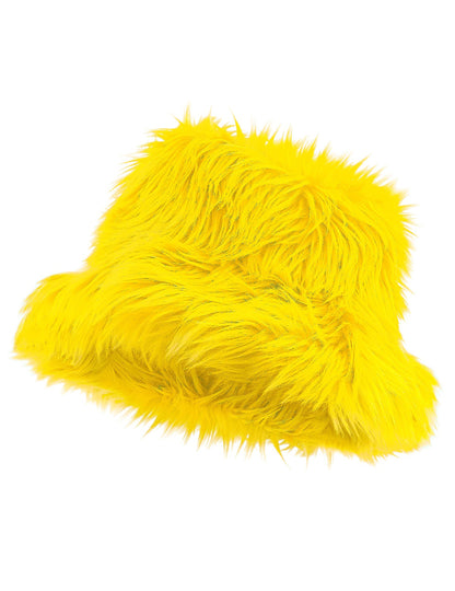 Sárga szőrös felnőtt jelmezkalap 