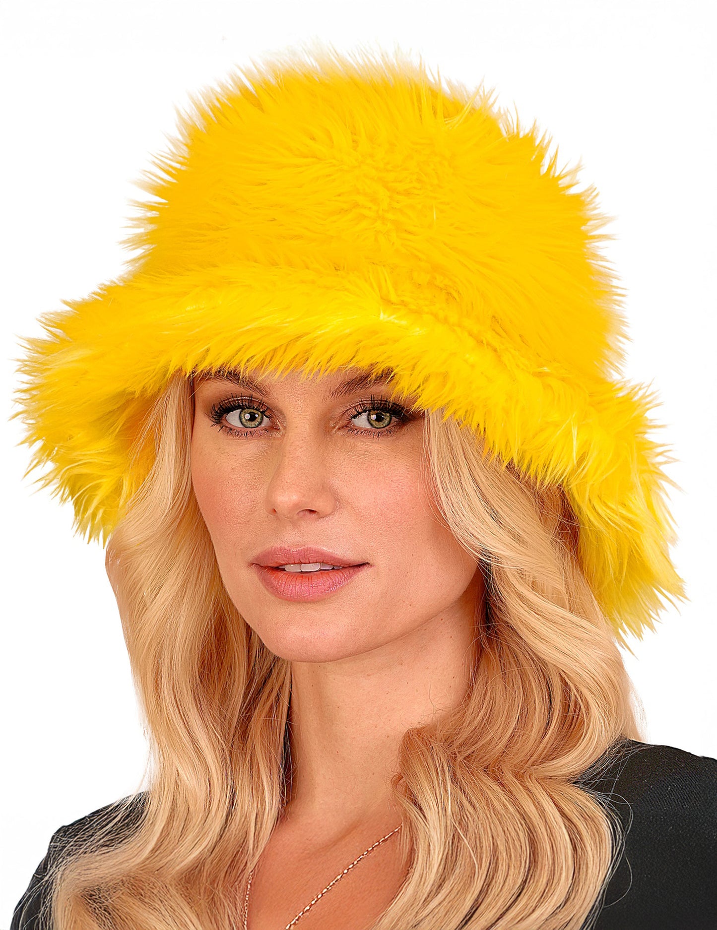 Sárga szőrös felnőtt jelmezkalap 