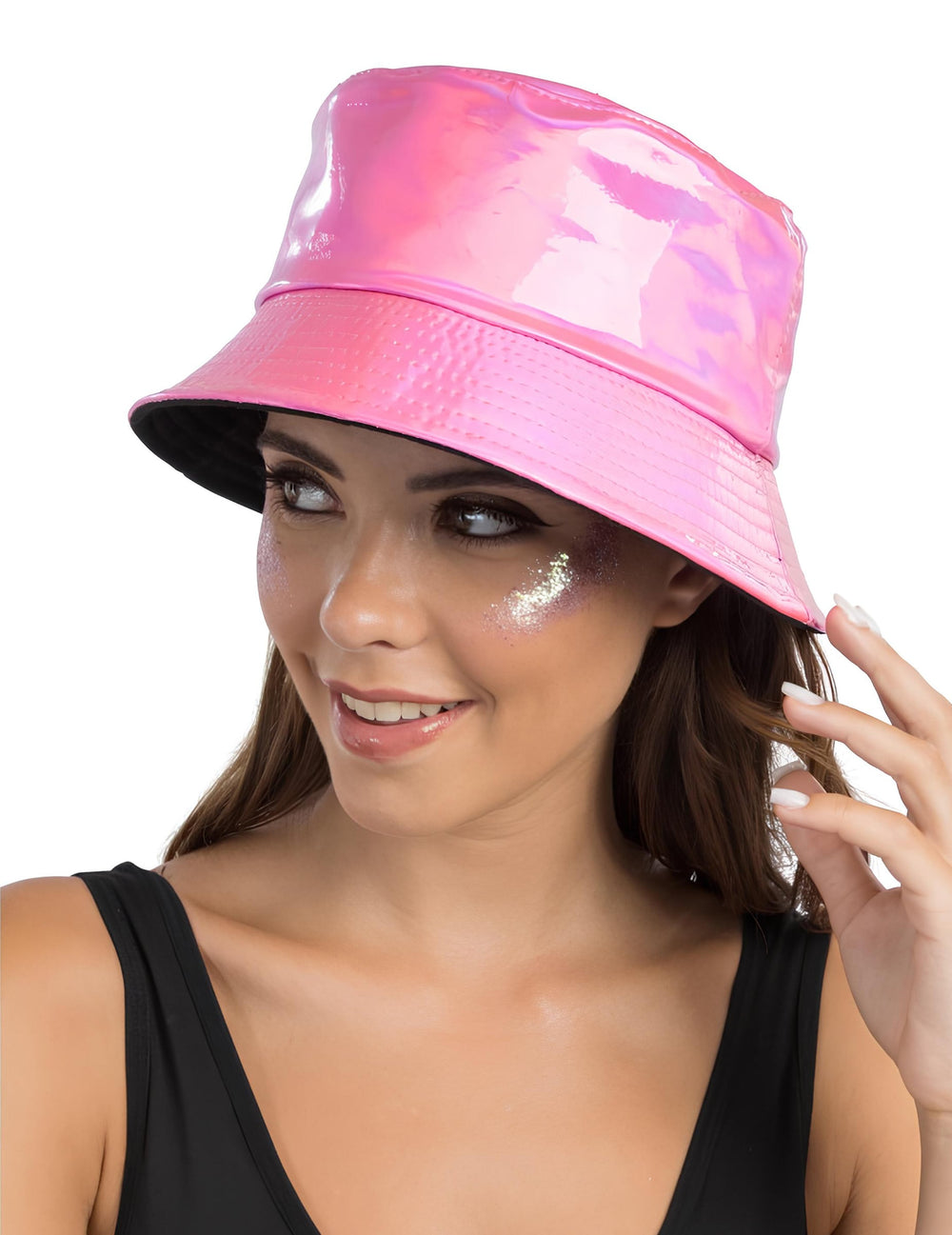 Bob irisé pour adulte rose brillant