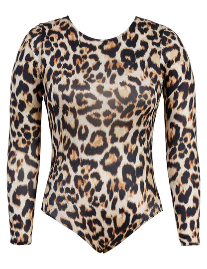 Női hosszú ujjú leopárd mintás body jelmez 