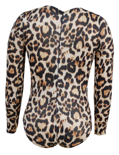 Női hosszú ujjú leopárd mintás body jelmez 