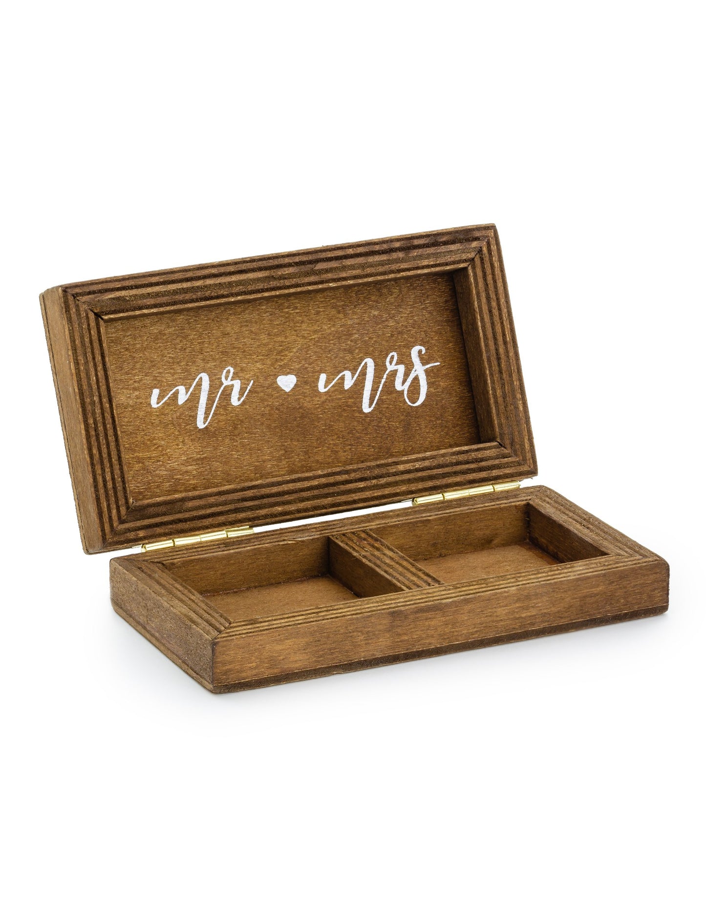 Fából készült karikagyűrű-doboz 10 x 5,5 cm Úr és Mrs.