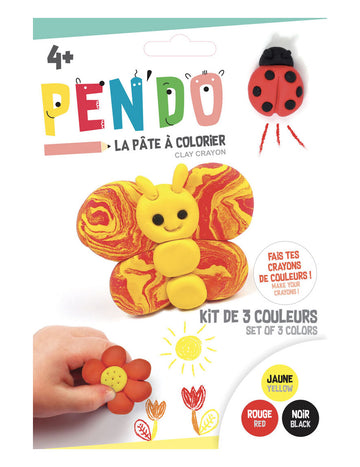 Boîte de pâte à crayons Pen'do nature pour enfant jaune rouge et noir