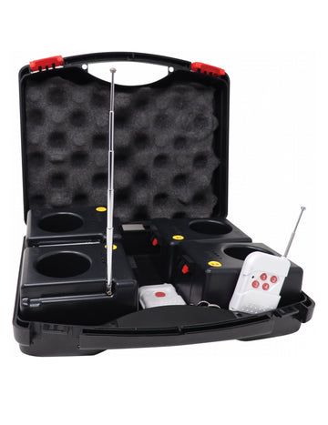 Boitier de tir à distance 4 lignes pour jet de scène noir avec mallette et télécommandes