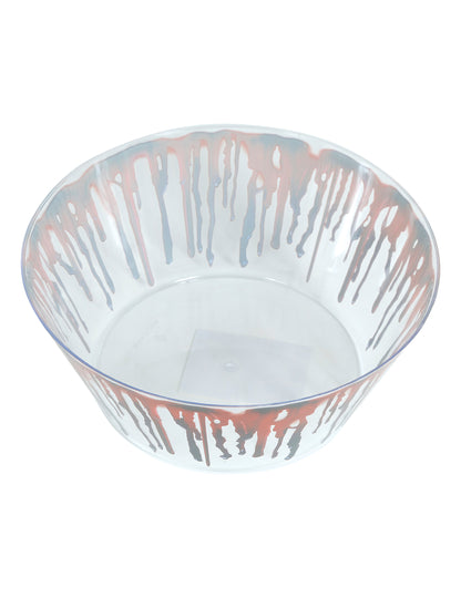 Vue de dessus du bol en plastique sanglant pour Halloween