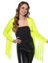 Boléro à franges pour femme jaune fluo