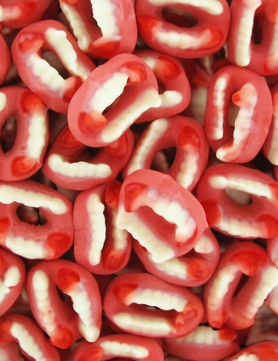 Bonbons dentiers vampire pour Halloween rouges et blancs