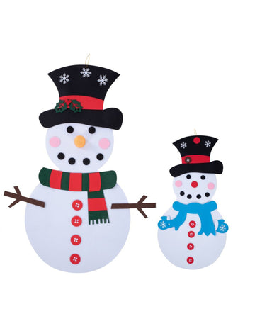 Hóember függő dekorációkkal 50 x 98 cm filcben