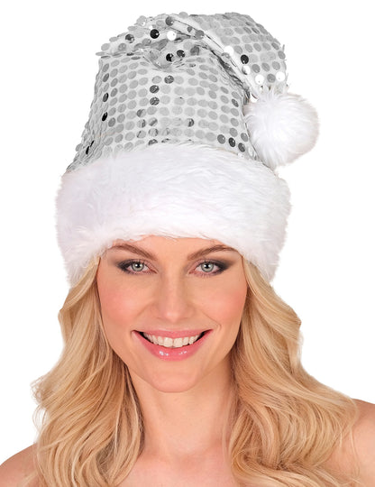 Ezüst flitteres karácsonyi kalap felnőtteknek