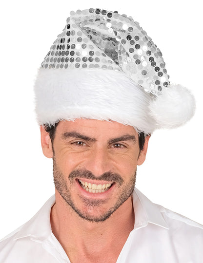 Ezüst flitteres karácsonyi kalap felnőtteknek